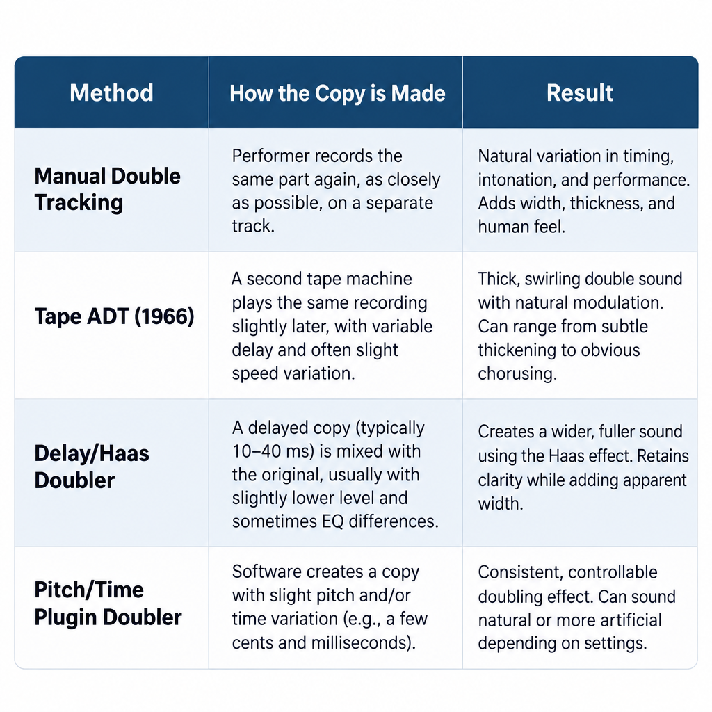 Doubling Methods Comparison Chart