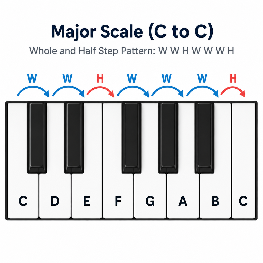 Whole and Half Steps Diagram
