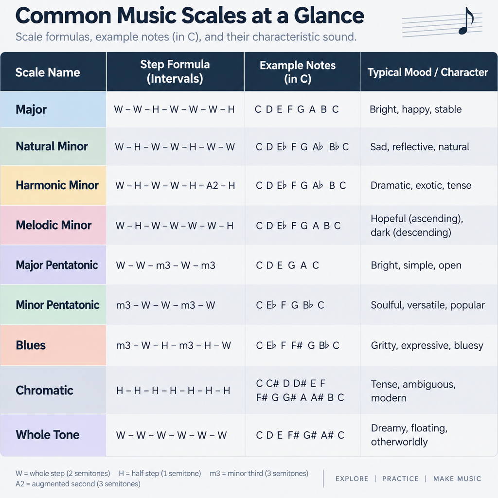 9 Music Scales Chart