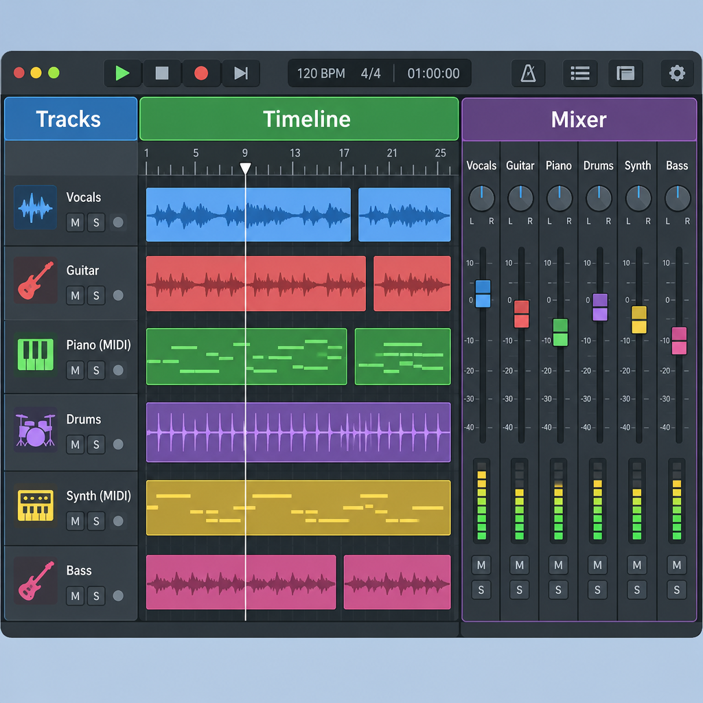DAW Interface Layout Diagram
